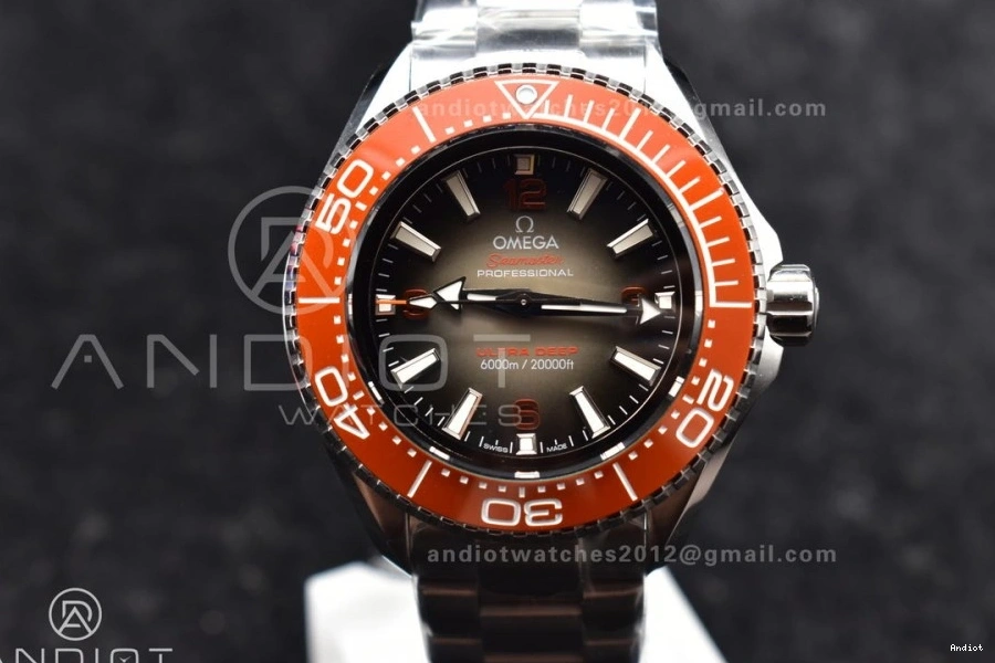 Gray 1:1 SS Seamaster SS A2824 Deep Bracelet Ultra Dial 6000M Edition on Orange Bezel Ceramic TF Best 1111
